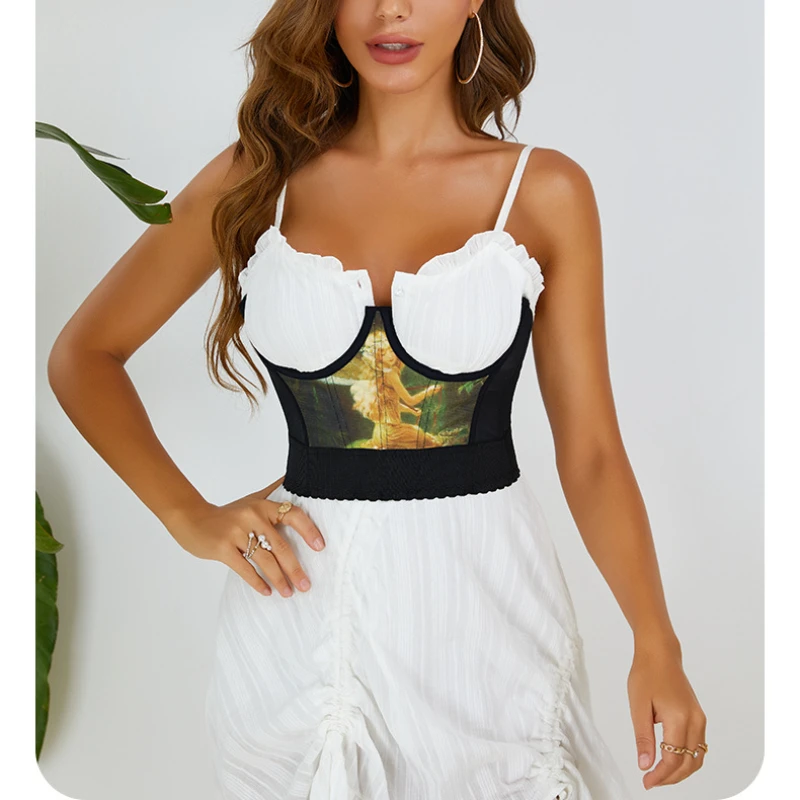 

Новое масляное живопись Ретро рыбья кость стальное кольцо внутри и снаружи с грудным креплением для регулировки талии уплотнение для женщин