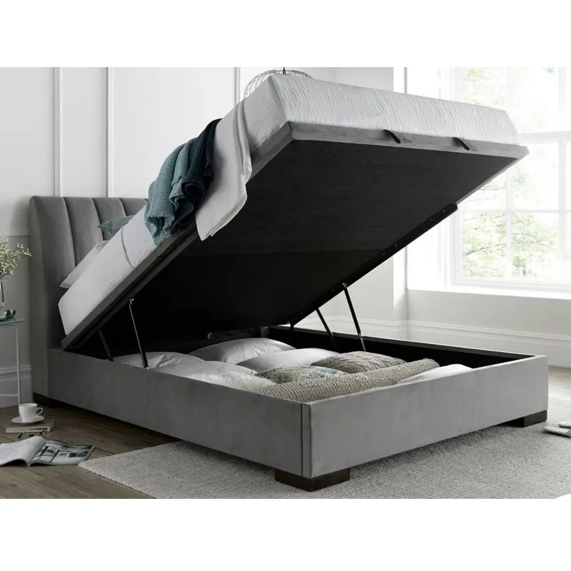 

Modern Home Furniture Fabric Upholstered Bed Queen Ottoman Up-holstered Velvet Beds