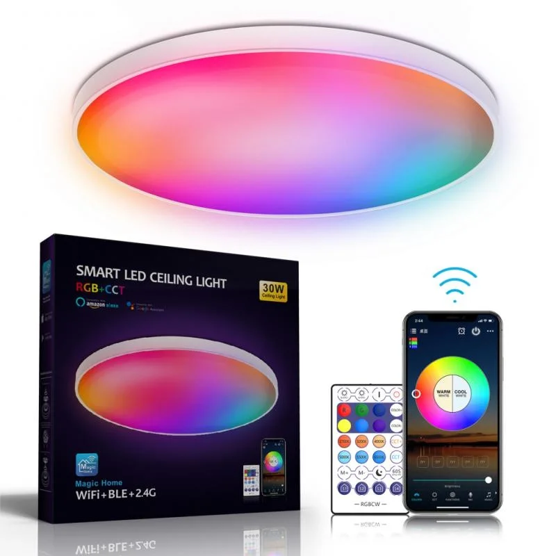 

Smart LED Ceiling Lamp RGB Dimmable Music Sync Light Wifi APP Remote Control Voice Work With Alexa Google Assistant