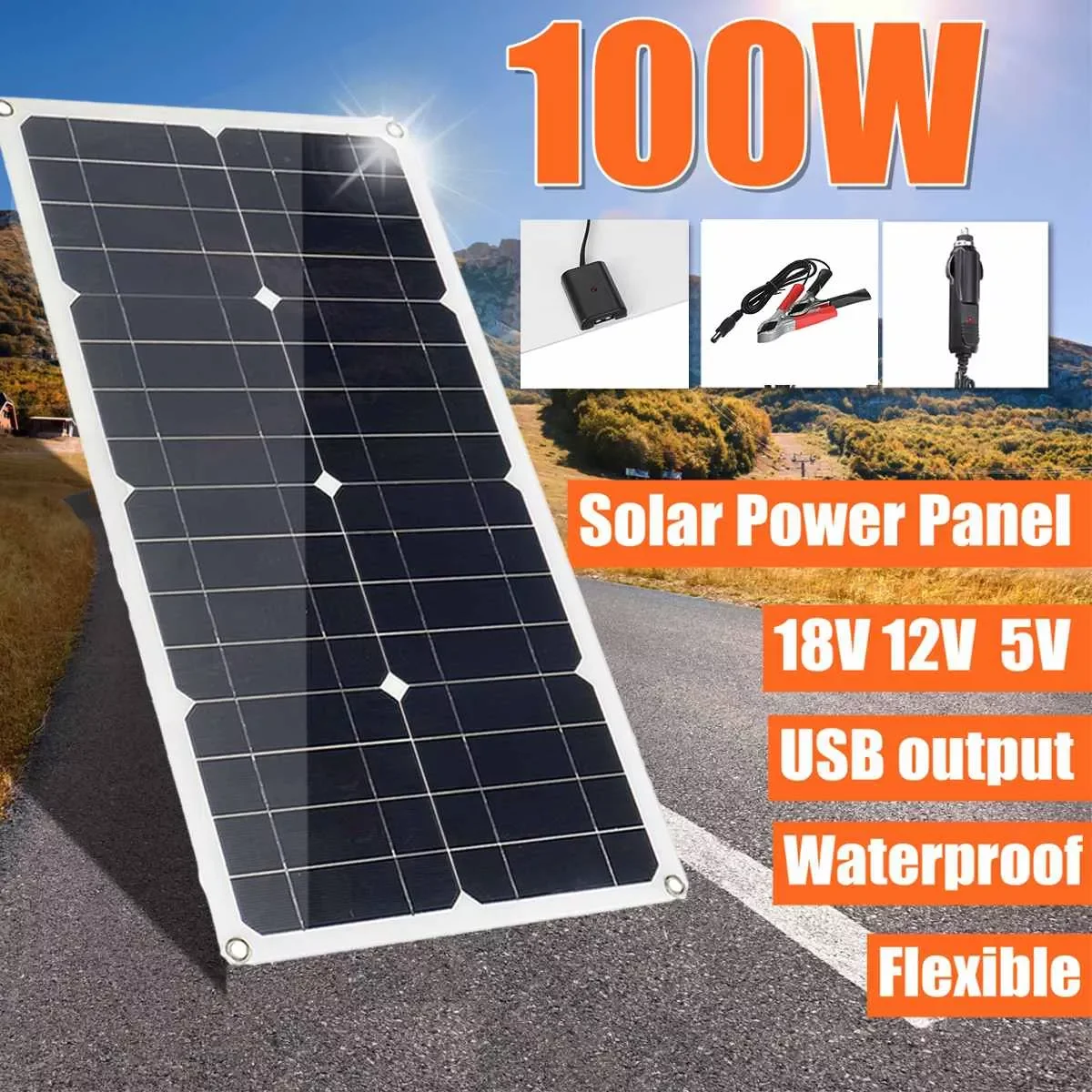 

100W 30A Controller Solar Panel USB 5V DC 12V Flexible Solar cells for Car Ship Yacht Battery Charger Waterproof