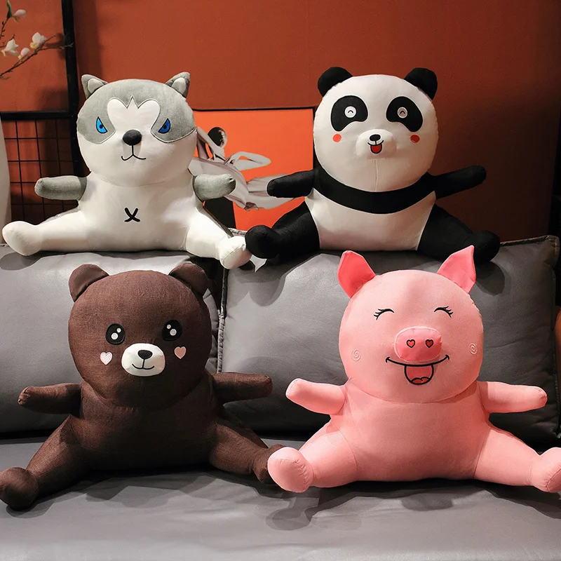 

40*55cm Cartoon Backrest Happy Animal Do the Splits Funny Toy Stuffed Backpillow Pig Panda Room Decro