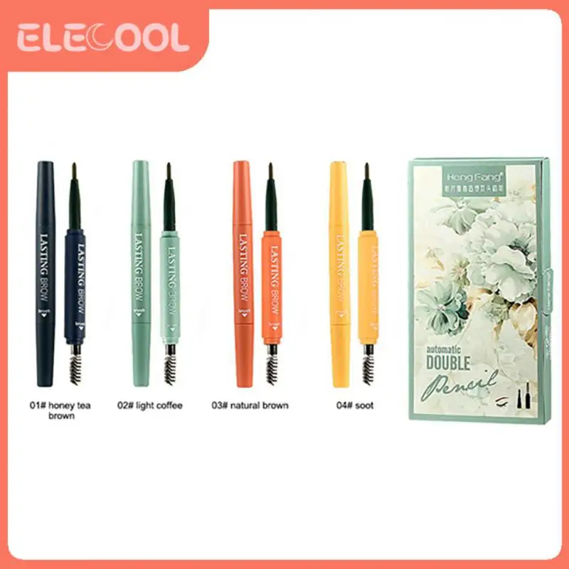 Double-headed Eyebrow Pen Four-pack Set Box Easy To Color Not Easy To Take Off Makeup Waterproof Sweat-proof And Non-smudge