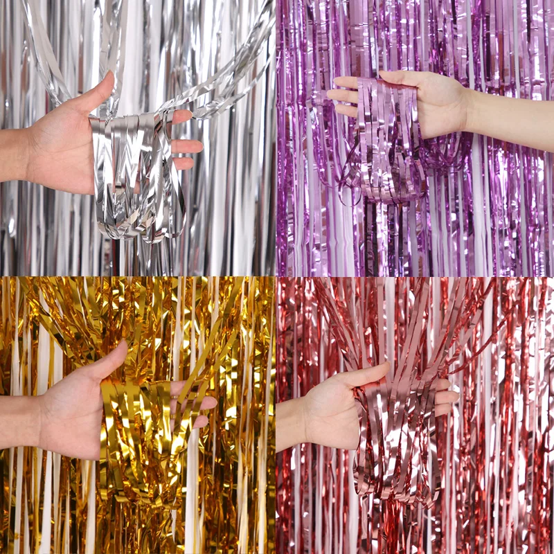 

Birthday Party Decoration 1-3m Foil Tinsel Curtain Birthday Backdrop Curtain Girl Wedding Bachelorette Party Backgroun Photozone