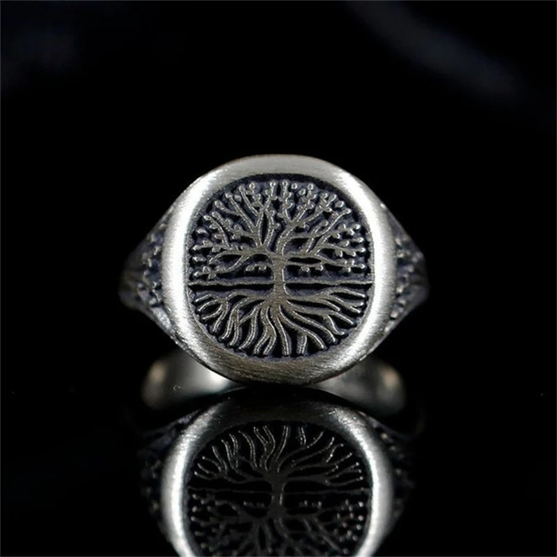 

Fashion Personality Women Geometric Square Silver Color Metal Ring Vintage Style Branch Leaves Tree of Life Pendant Necklace