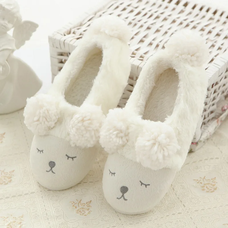 Spring Home slippers women 2022 Plush Warm Home slippers Faux wool Anime Soft slippers Indoor Floor Non slip House Slippers