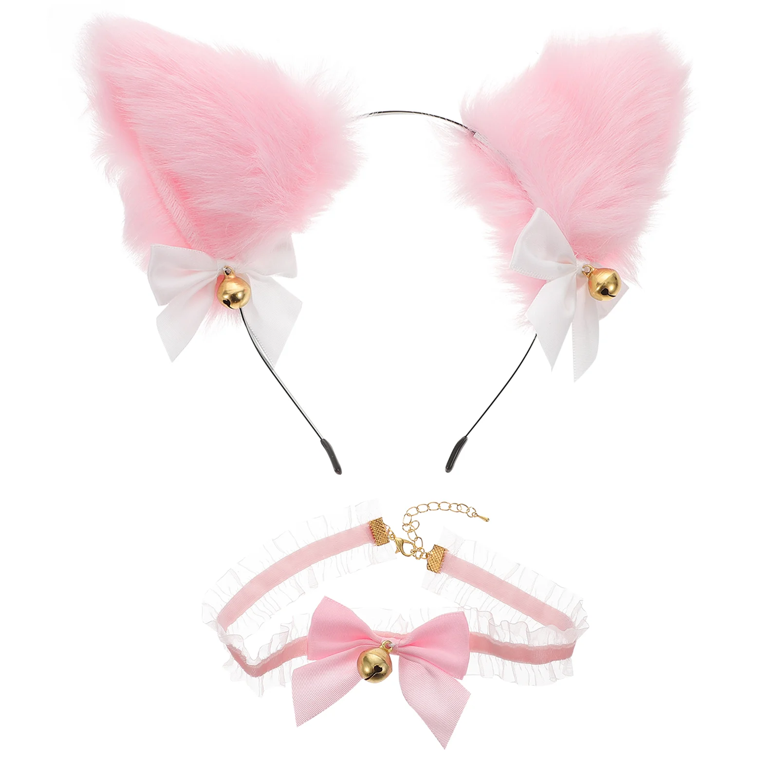 Колокольчик-чокер повязка на голову плюшевые уши косплей Лолита кошки пушистые