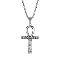 retro cross pendant personalized street hip hop stainless steel necklace