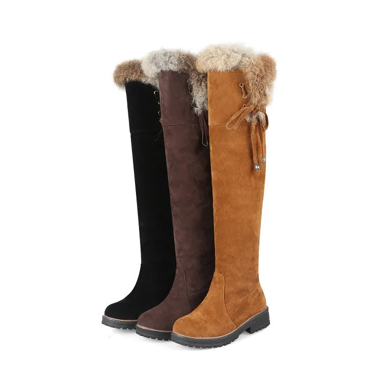 

Hot Selling Boots New Women's Boots Fleece-Lined Over The Knee Boots Low Heel Boots Large Size Women's Shoes