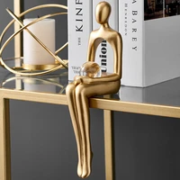 gold abstract statue figurines for indoor nordic decoration home accessories living room wine cabinet office bookshelf decor