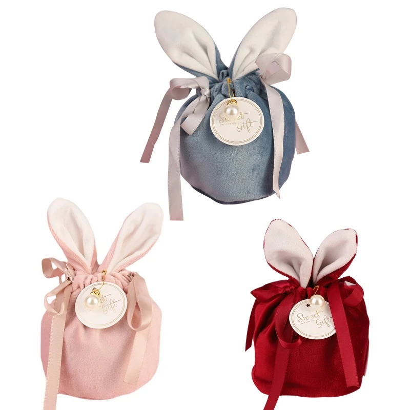 

Подарочный пакет с кроличьими ушками, Подарочный пакет для конфет, сумка для ювелирных изделий, свадебная сумочка на шнурке для детского пр...