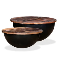 black coffe table wood coffee tables set for living room tables home decor 2 piece solid reclaimed wood bowl shape