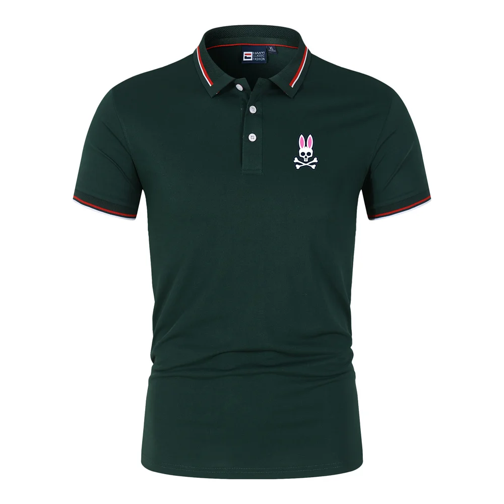 High Quality Men Polo Shirt Summer T-shirt Lapel Short Sleeve Fashion Micro Standard Ghost Rabbit Print Business Golf Polo Shirt