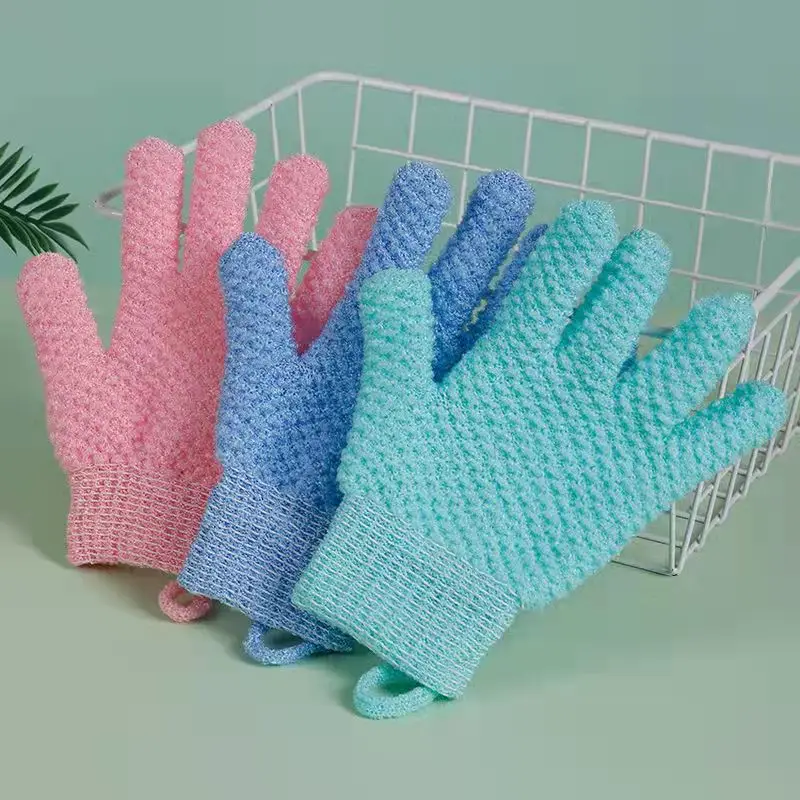 

Bath Washing Gloves Jacquard Bath Scrubbing Gloves Five Finger Bath Magic Powerful Double Sided Exfoliator for Household Use