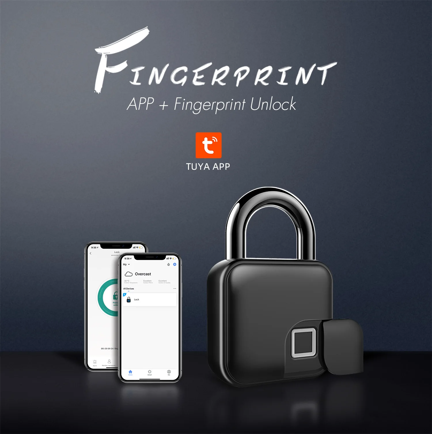 

Smart Fingerprint Bluetooth Graffiti Padlock, Portable Bike Lock. Bike Alarm