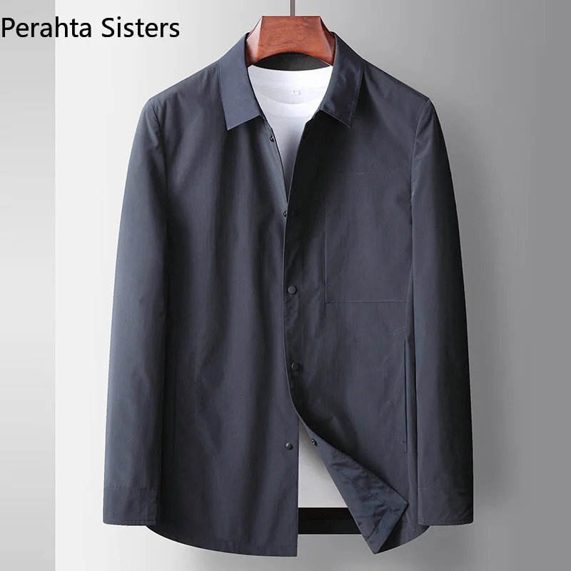 

Brand Top Quality Luxury Business Jackets for Men Spring Autumn Button Lapel Casual Shirt Coat Fashion Korean Man Clothing