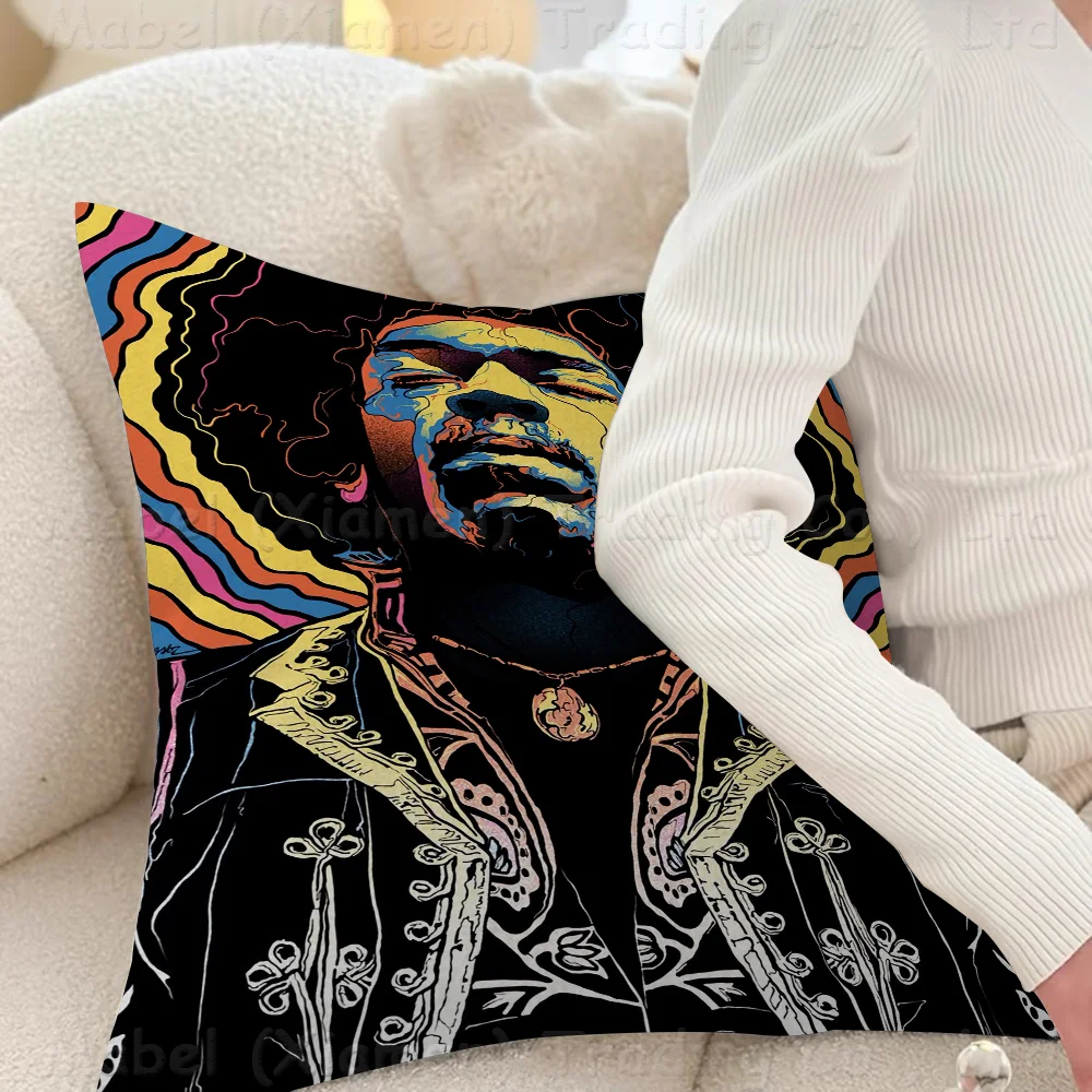Jimi Hendrix Cushion Cover Car Throw Pillow Case For Sofa Christmas Gift 40x40cm 45x45cm