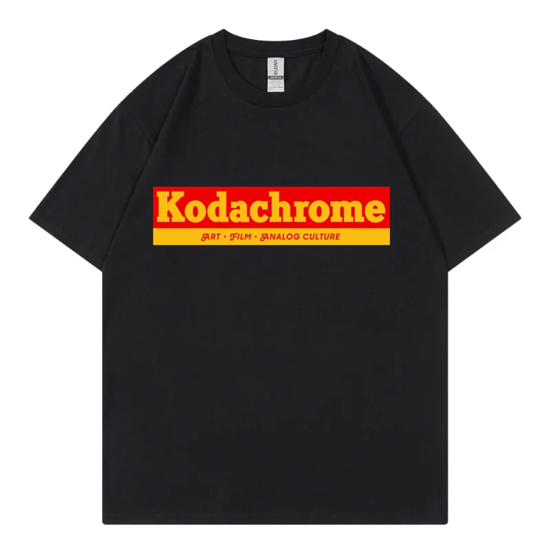 

Vintage Cotton Tee Korean Fashion Short Sleeve T Shirt Oversized Top Kodak Polychrome Print T-Shirts Women Summer Men's Clothing