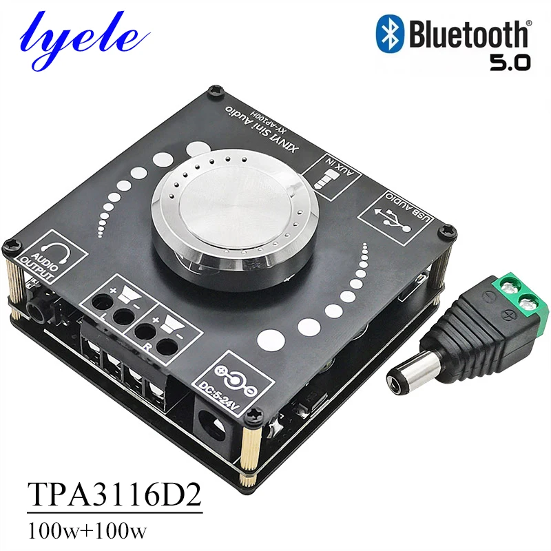 

100w Tpa3116d2 2 Channel Digital Power Amplifier Board High Power Hifi Stereo Amplifier Aux U Disk Usb Player Bluetooth 5.0