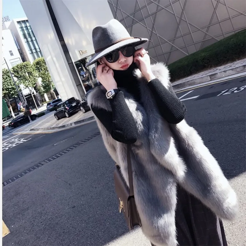 autumn/Winter Fur Vest Midi Women's fur Vest Young Fashion Womenswear Luxury Coats Veste Femme Jackets Faux Fur Coat for Women