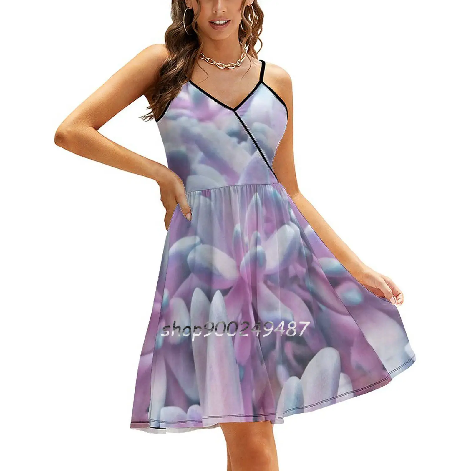 

Sweet Succulents Sweet Summer Casual Sling Dresses Korean Women Sexy Sundress Plant Gardening Garden Green Cacti Landscaping