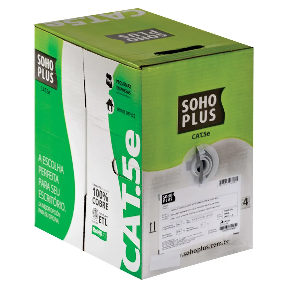 

CABLE LAN U/UTP CAT.5E 24 AWG 4 PARES CMX 305M GRAY 100% COPPER
