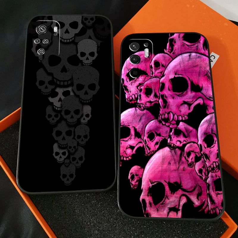 

Grim Reaper Diablo Rose Skull Phone Case For Xiaomi Redmi Note 10 10S 10T Pro For Redmi Note 10 5G Case Black Soft Back Coque