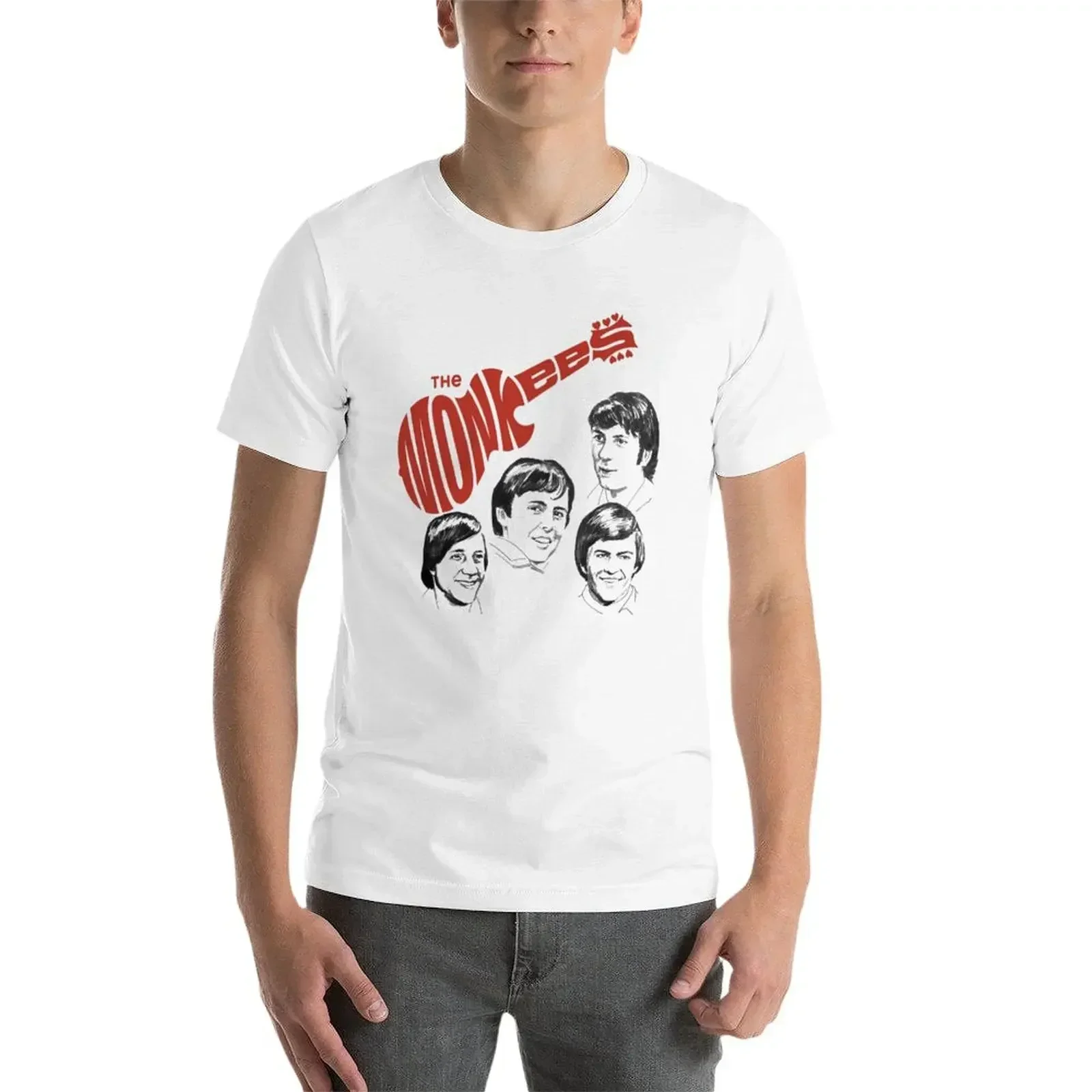 Фото Футболка Monkees с короткими рукавами, плотная, в стиле кавай, мужская одежда, мужские футболки №3