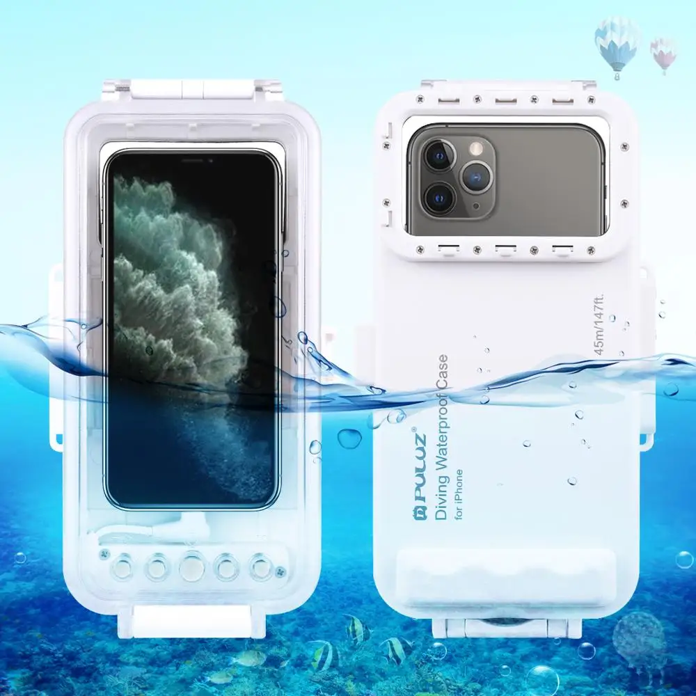 

PULUZ 45m/147ft Underwater Waterproof Photo Video Taking Diving Case Cover for 11/X/XR/ iOS 13.0 or Above Above Version