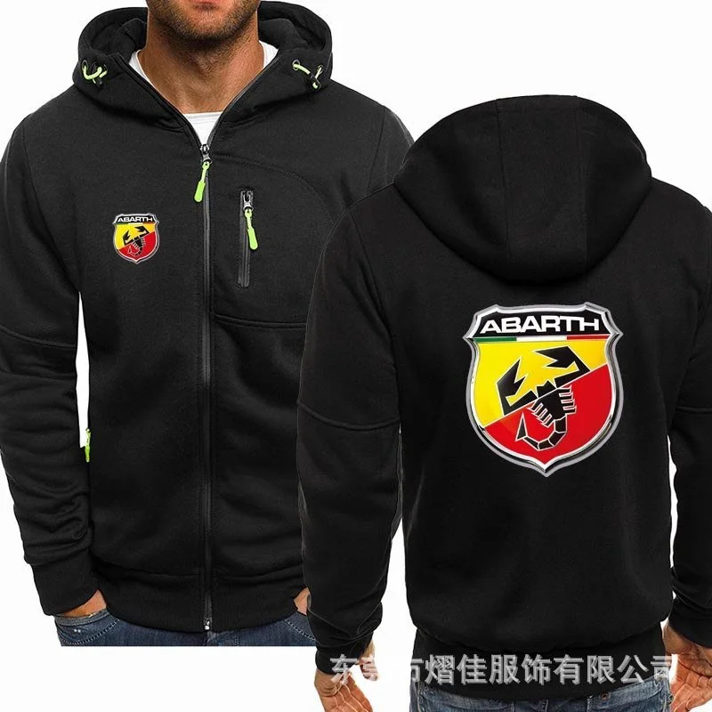 

2021 Spring Men's Hoodies ABARTH Casual HipHop Long Sleeve Hooded Sweatshirts Fashion Fleece riding Zipper Jacket Men Tops