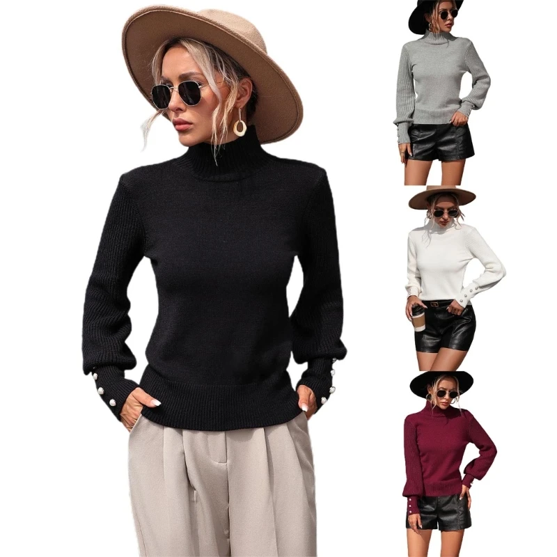 

Soft and Comfortable Knit Sweater for Women High Necked Pullover Sweaters