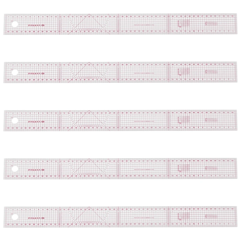 

5X Sewing Tailor 54 Cm Shared Double Side Metric Straight Ruler Transparent Pink