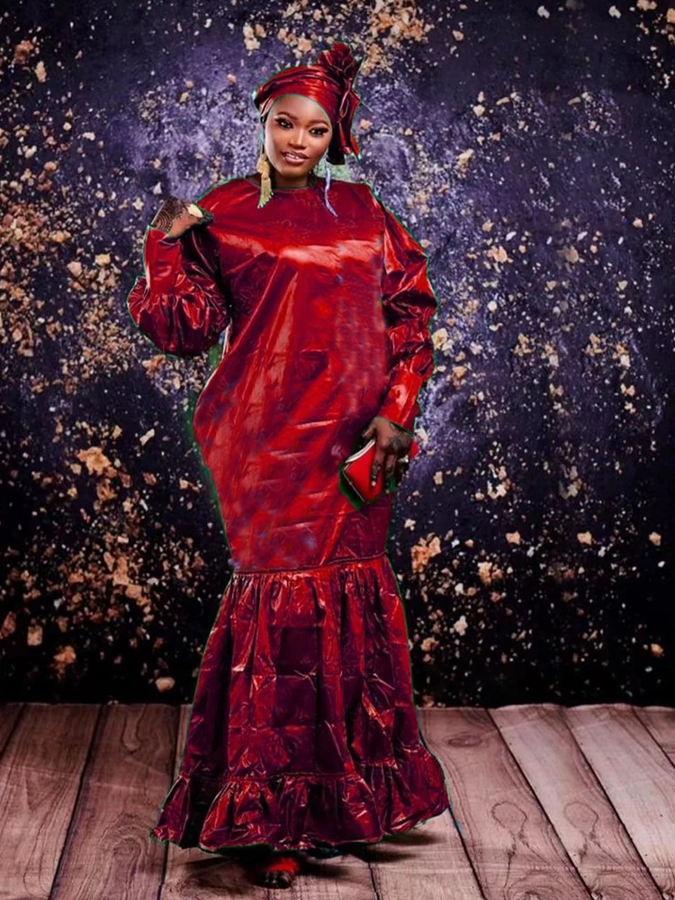 

2023 Latest Style Nigeria Long Robe Bazin Clothing Banquet Dress For African Women Party Clothing Wedding Party Dress