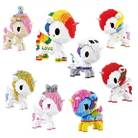 girl gift mini building blocks cartoon pet unicorn model decoration diy animal pony doll assembled brick childrens toy gift
