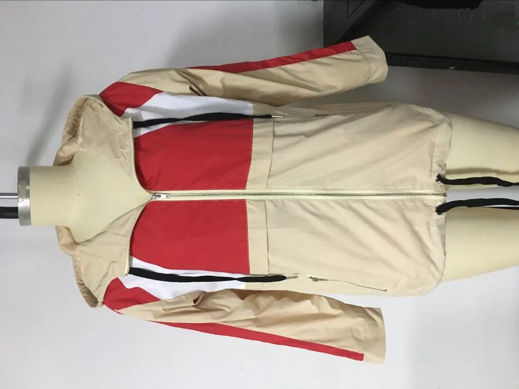 

Spring Autumn Fashion Hooded Two Tone Windbreaker Jacket Zipper Pockets Casual Long Sleeves Feminino Coats Outwear