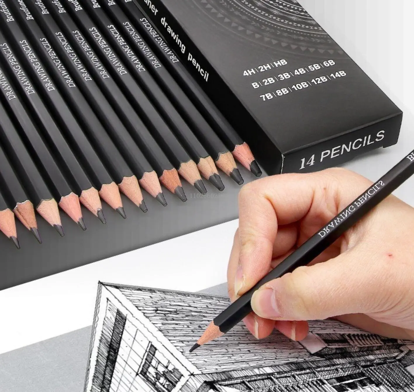 

14Pcs/Set Professional Drawing Sketching Pencil Set, Art Pencils Graphite Shading Pencils for Sketch Beginners & Pro Artists