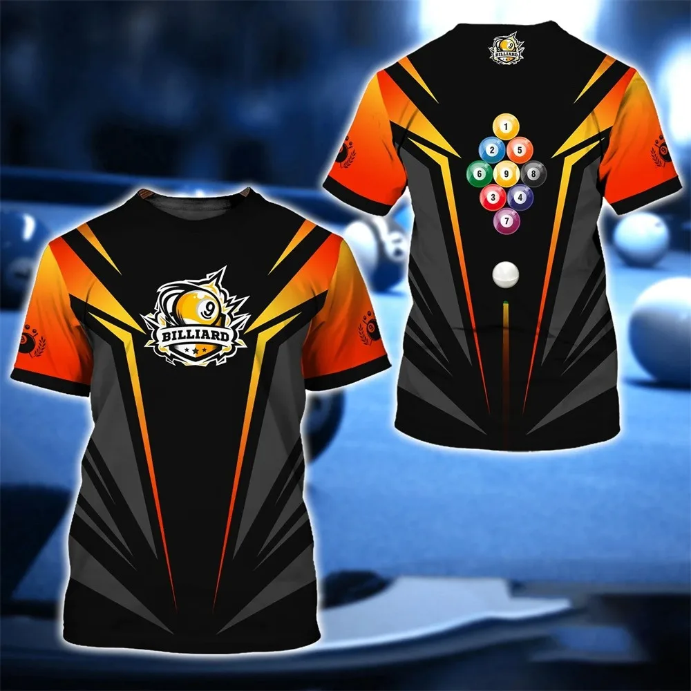 

Men's Shirt T-shirt Short Sleeve Top 6XL Snooker Pattern 3D Men's Street T-shirt O-Neck Pullover 2023 Summer Clothing