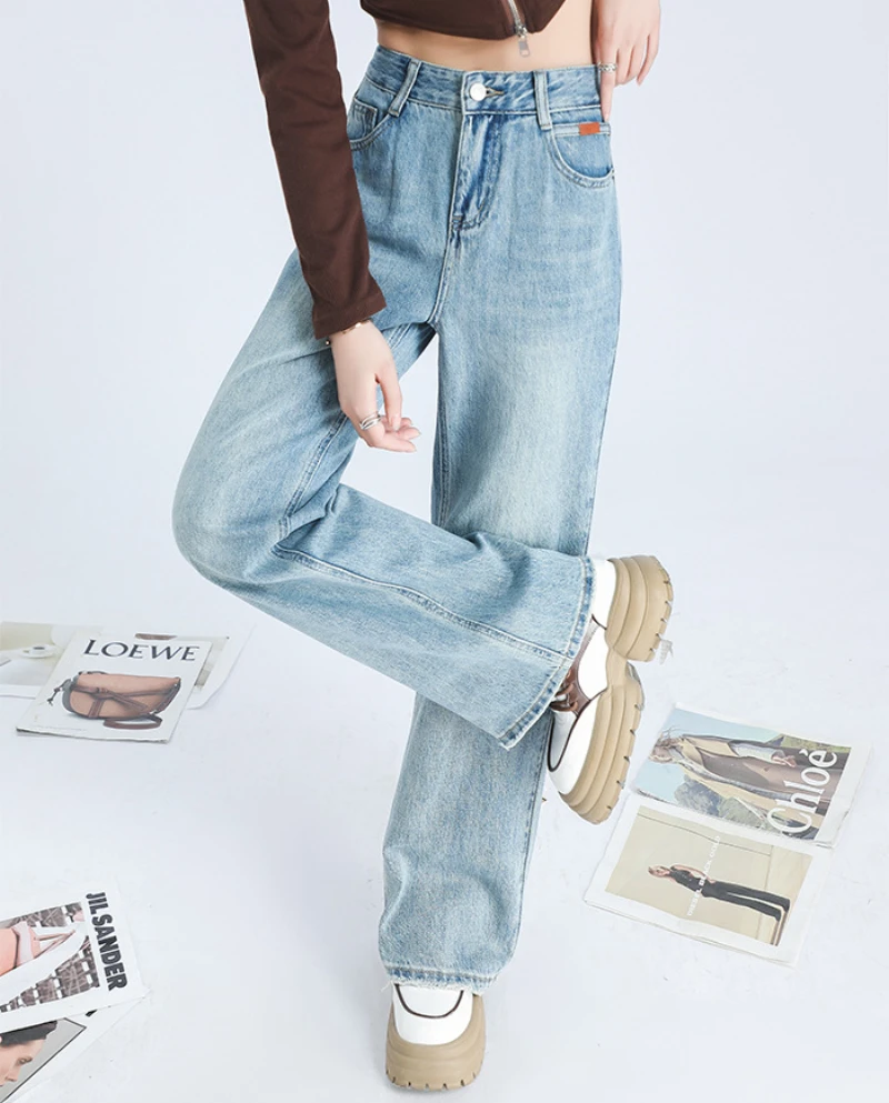 Streetwear High Waist Women's Fashion Jeans Woman Girls Women Wide Leg Pants Trousers Female Jean Femme Denim Bagge  Jeans