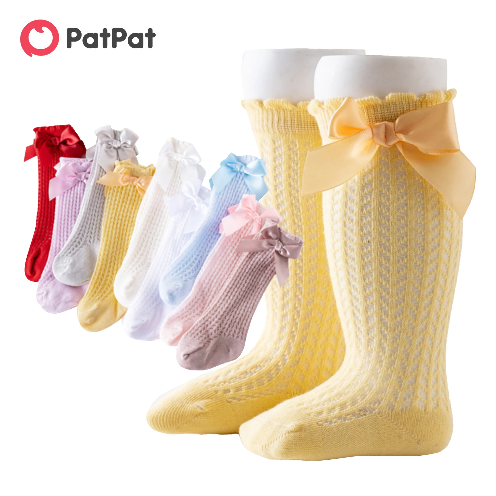

PatPat Baby Solid Bowknot Breathable Middle Socks