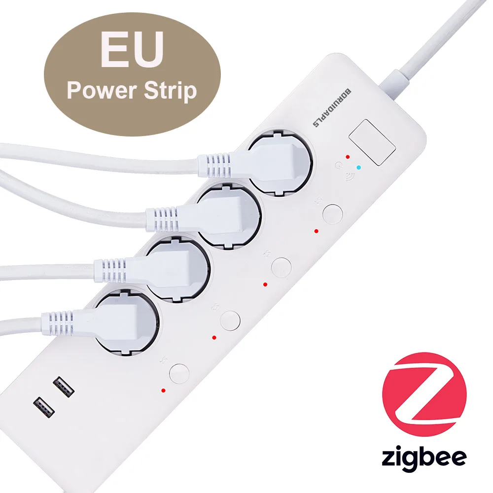 

Многофункциональная плата питания borumicropls Zigbee, 16 А, 4AC независимая розетка, 2usb, голосовое управление, работает с Tuya Smart Life H-ue