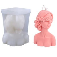 new closed eye girl aromatherapy candle mould blindfolded debate beauty plaster resin mold silicone mold candle making molds