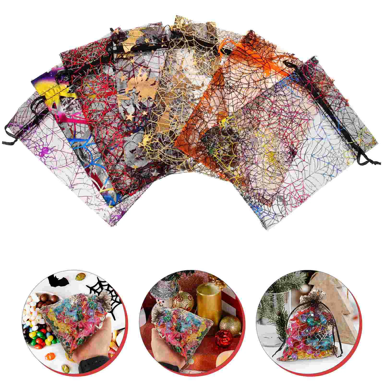 

40 Pcs Drawstring Gift Bags Candy Toys Party Favor Halloween Organza Mesh Small Jewelry