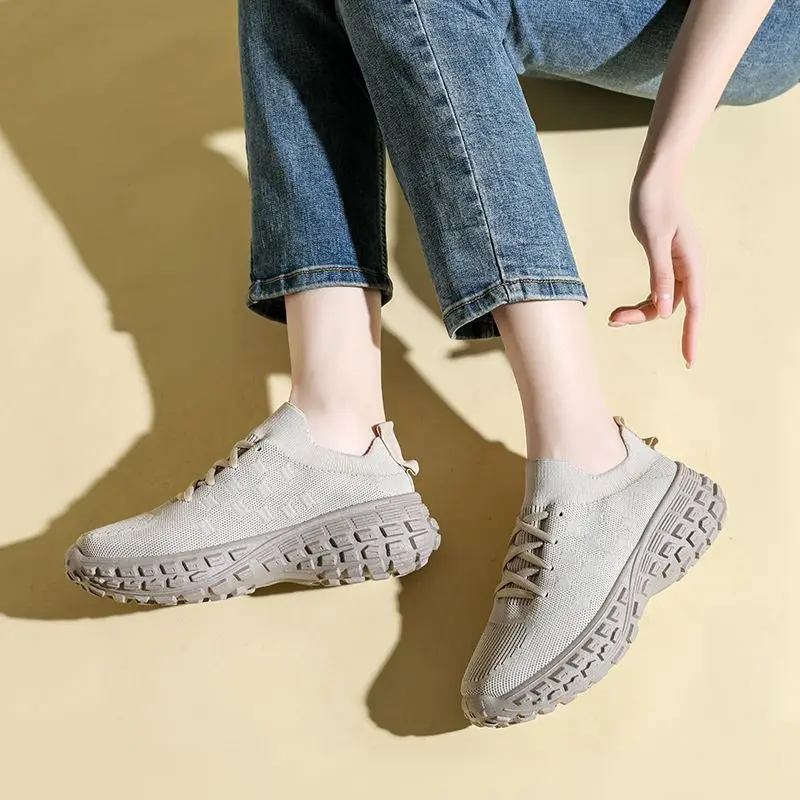 

Womens Sneakers Elastic Socks Shoes Knitted Breathable Socks Boots Female Fashion Casual High-top Shoes Platform Shoes