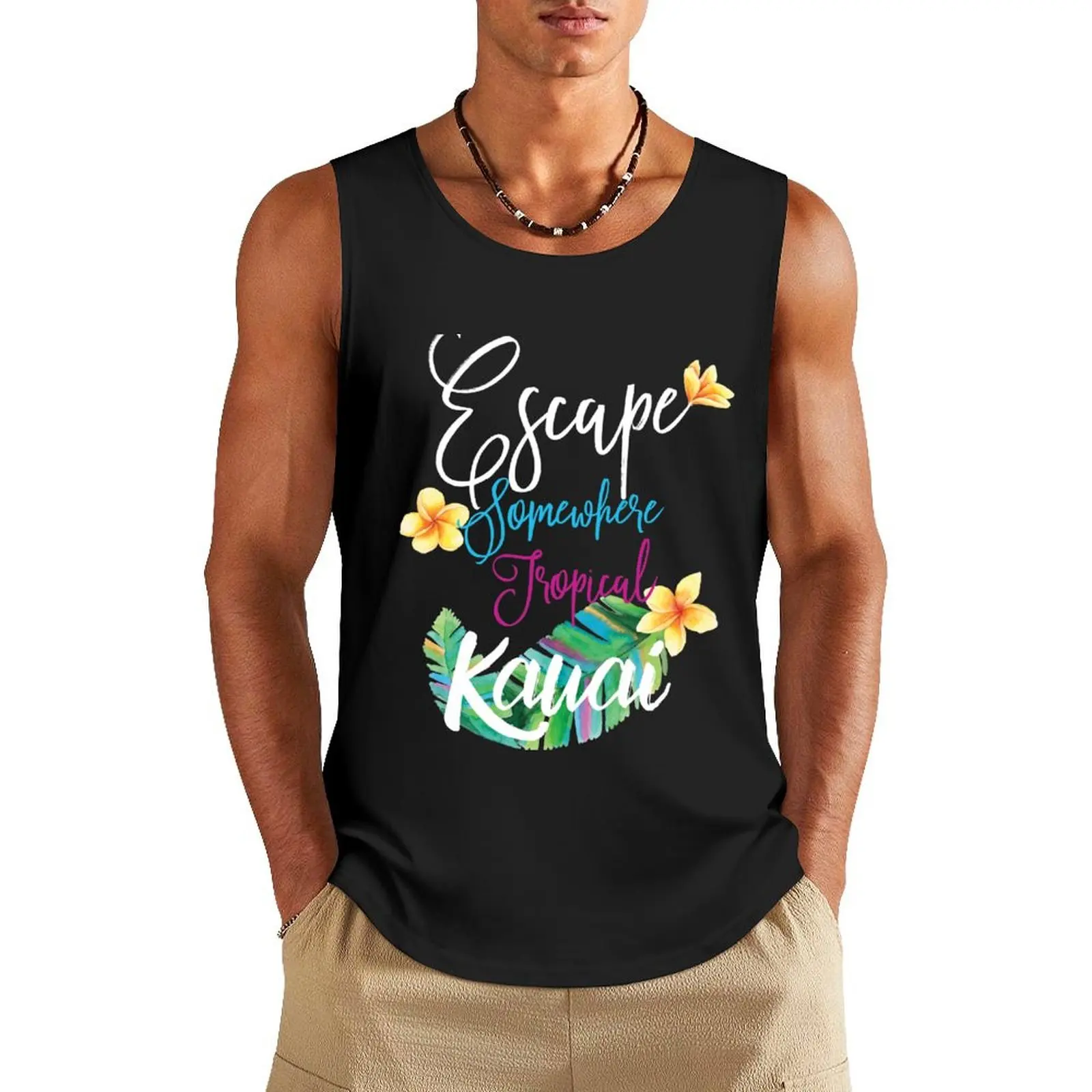 Мужская майка для бега в тропическом стиле Кауи футболка тренажерного зала