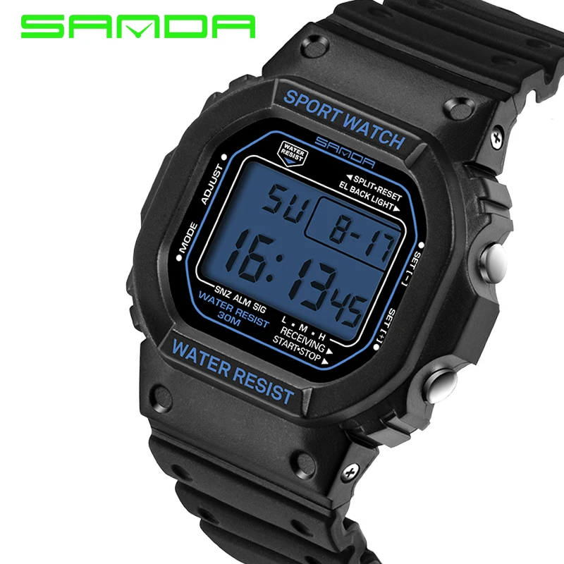 SANDA Men Quartz Electronic Watch HD LED Display Automatic Calendar Luminous Watches 30 Waterproof Fashion Men Wristwatches 329 enlarge