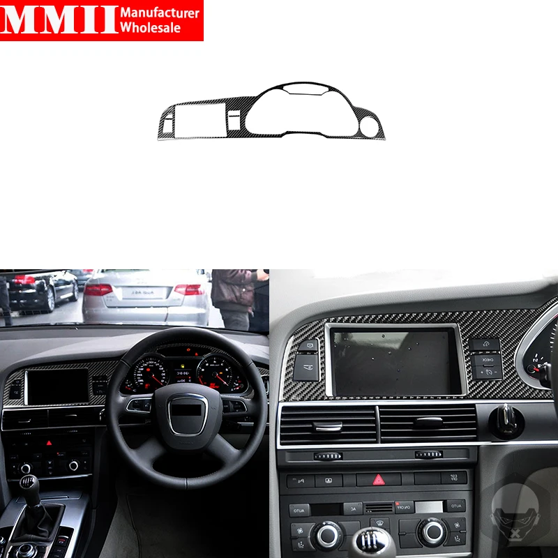 

For Audi A6 S6 2005-2011 Carbon Fiber Speedometer Navigation Panel Frame Interior Trim Cover Decoration Stickers Car Accessories