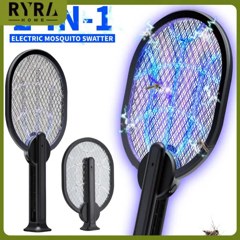 

Non-toxic Fly Swatter Fryer With Led Lamp Mosquito Swatter Kill Usb Rechargeable Insects Racket Kills Mosquitos Killer Trap 2in1