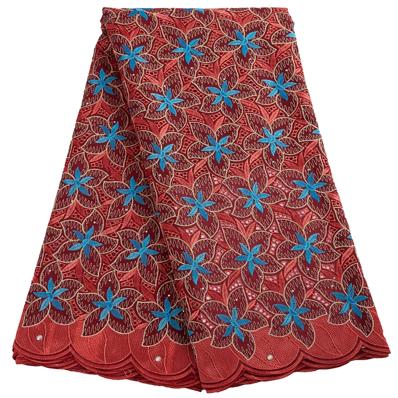 Pаспродажа Ткань Африканская хлопчатобумажная Кружевная Ткань 5 ярдов швейцарская вуаль Высококачественная нигерийская хлопчатобумажная кружевная ...