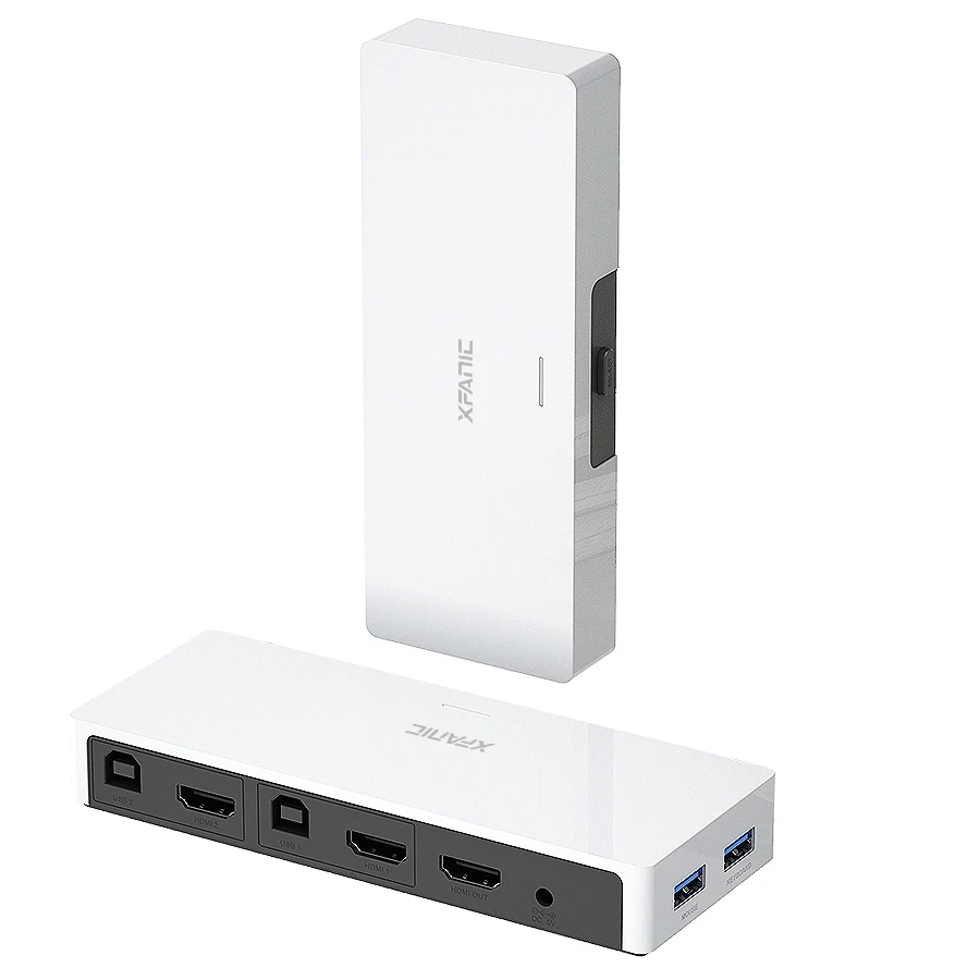 

KVM Switch 3 Port Dual Monitor Extended Display 4K@60Hz Dual View KVM Switch HDMI Audio and USB 2.0 HUB for Computer and Laptop