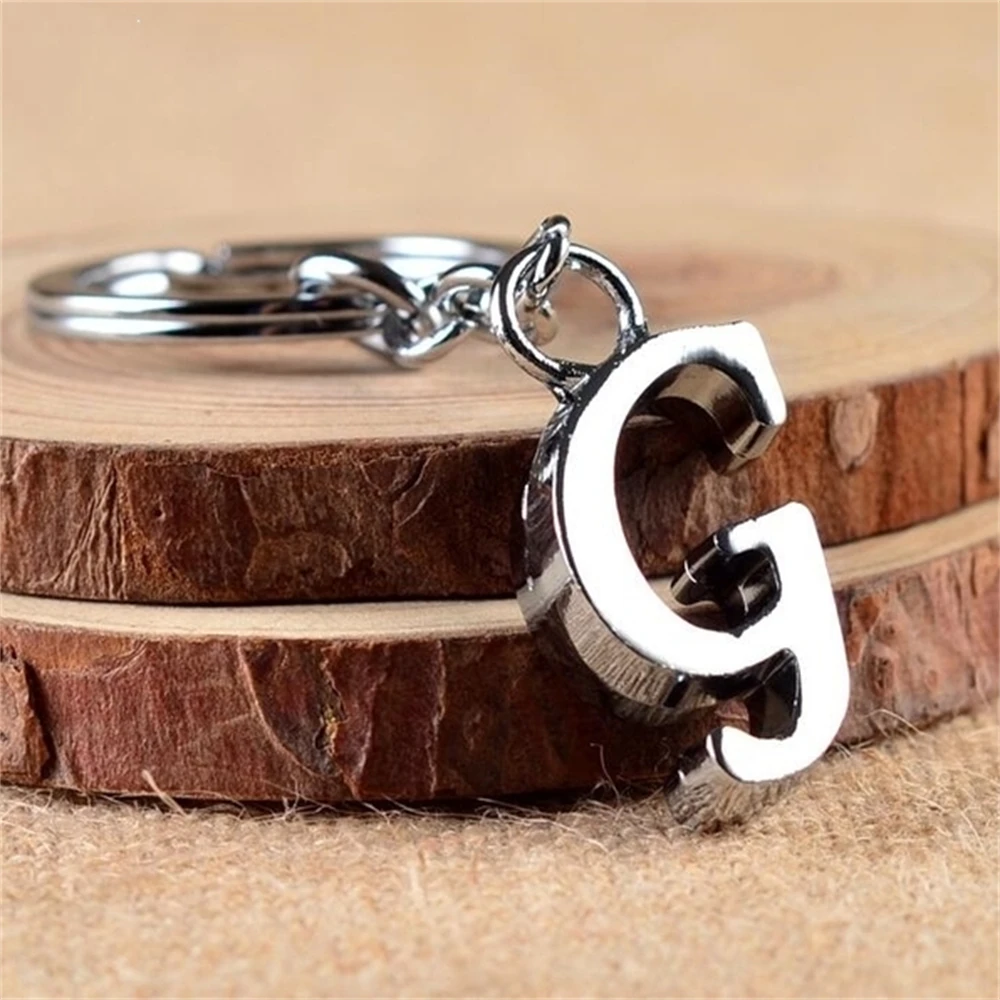 26 Capital Letters Keychain Stainless Steel A to Z Initial Keyring for Men Waist Buckle Bag Car Key Accessories Jewelry Gift images - 6