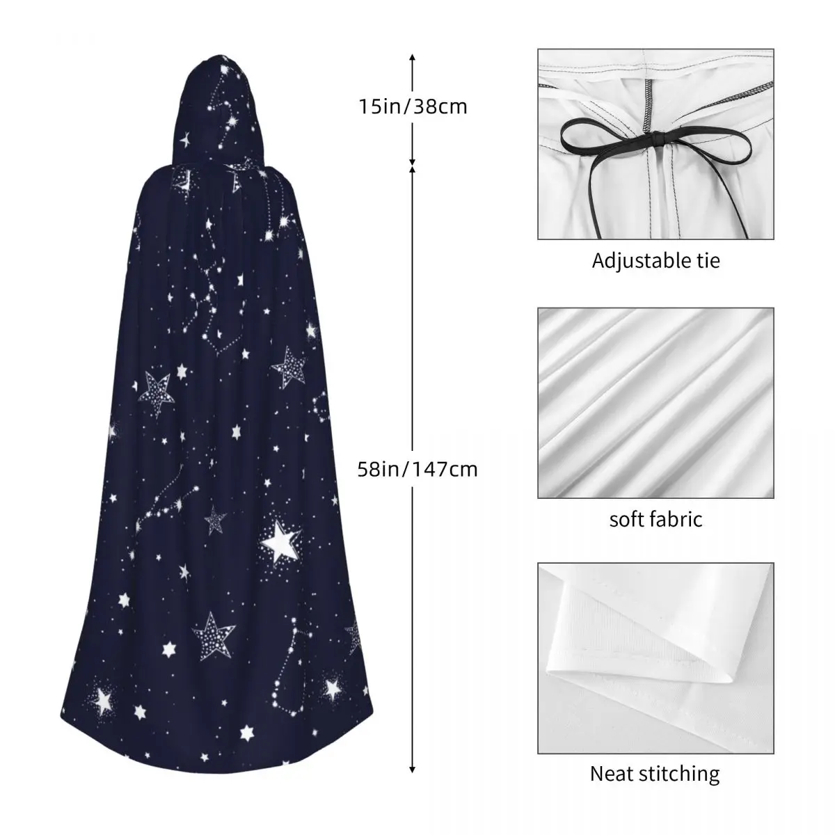 Плащ ведьмы Космос галактика созвездия Зодиак звезда Хэллоуин косплей костюм